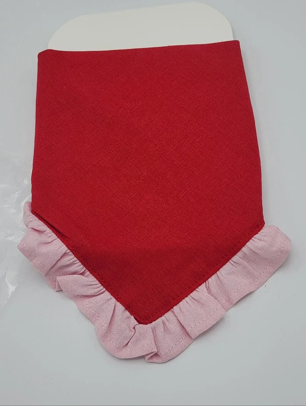 Anthropologie The Foggy Dog Ruffle Pet Bandana in Red With Pink Ruffle